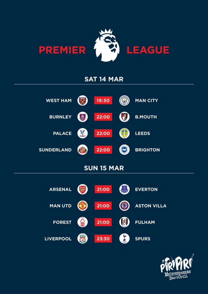 EPL Matches On Saturday