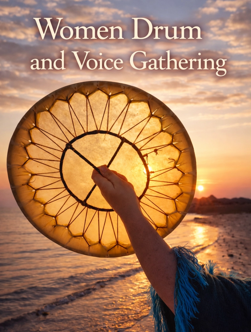 Women Drum and Voice gathering by the Ocean