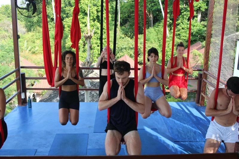 Aerial Yoga therapeutic inversions with Bella