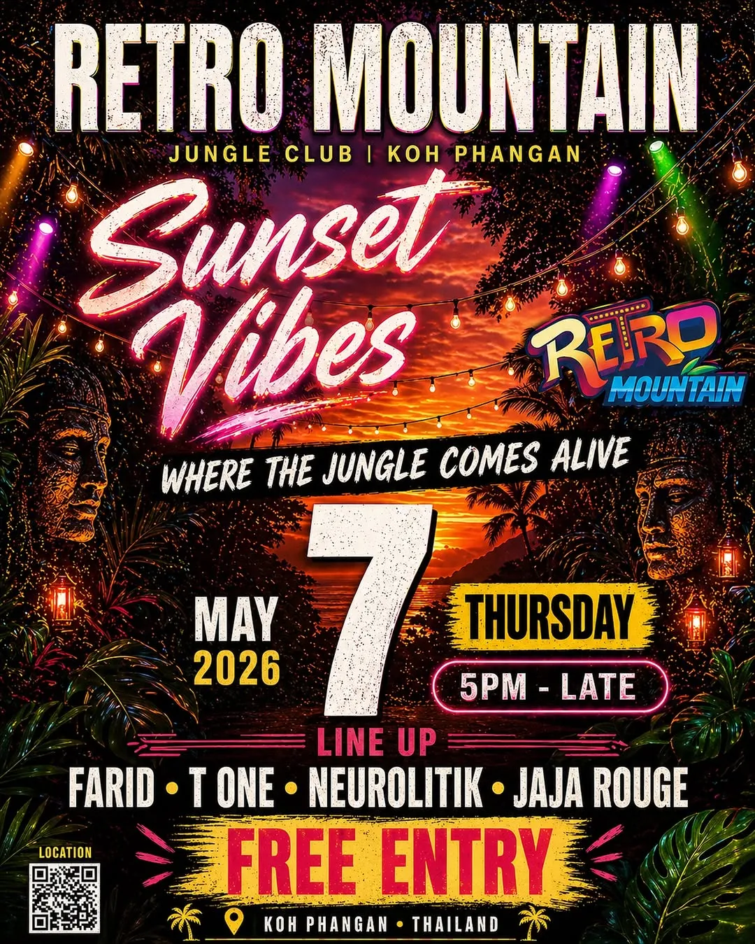 Sunset Vibes - Retro Mountain